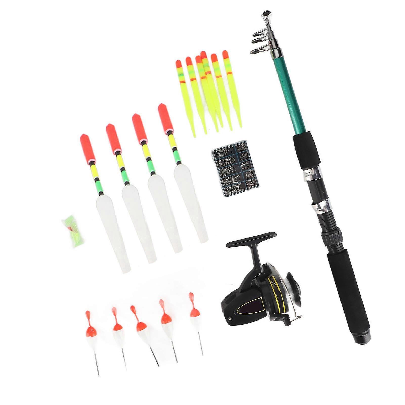 Portable Pole Reel Combos Pole Reel with Line Full Kit Hooks with Storage Box Floats