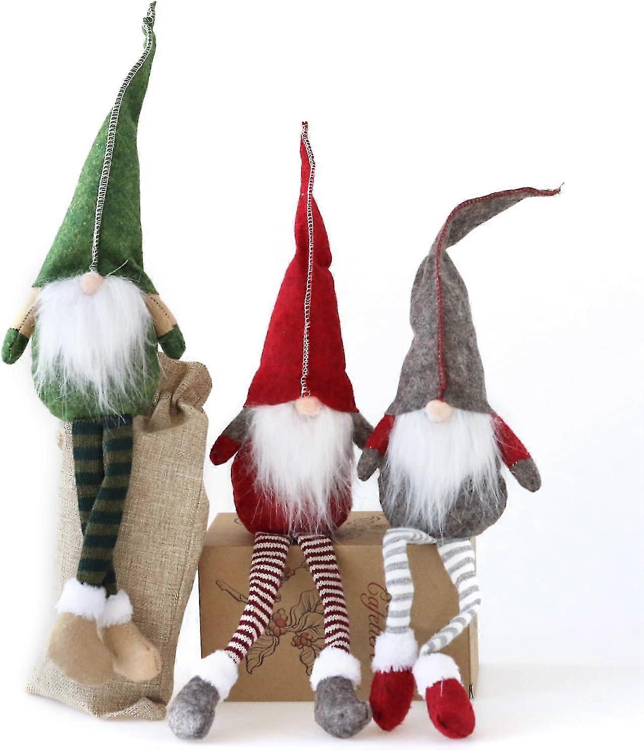 Waterzx Set of 3 Christmas Gnomes - Christmas Ornaments - Handmade Scandinavian for Home Decoration - Cute Santa Claus Ornaments - Premium Materials -