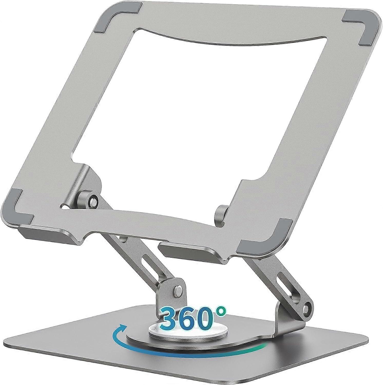 Laptop Stand with 360 Rotating Base, Ergonomic Computer Riser for Desk, Adjutable Height Muti-Angle, Foldable Laptop Mount