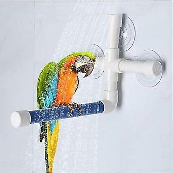 Parrot Suction Cup Perch - Plástico Bird Perch, Pet Platform Shower Stand com ventosas (cor: azul e branco) 25X22X16cm
