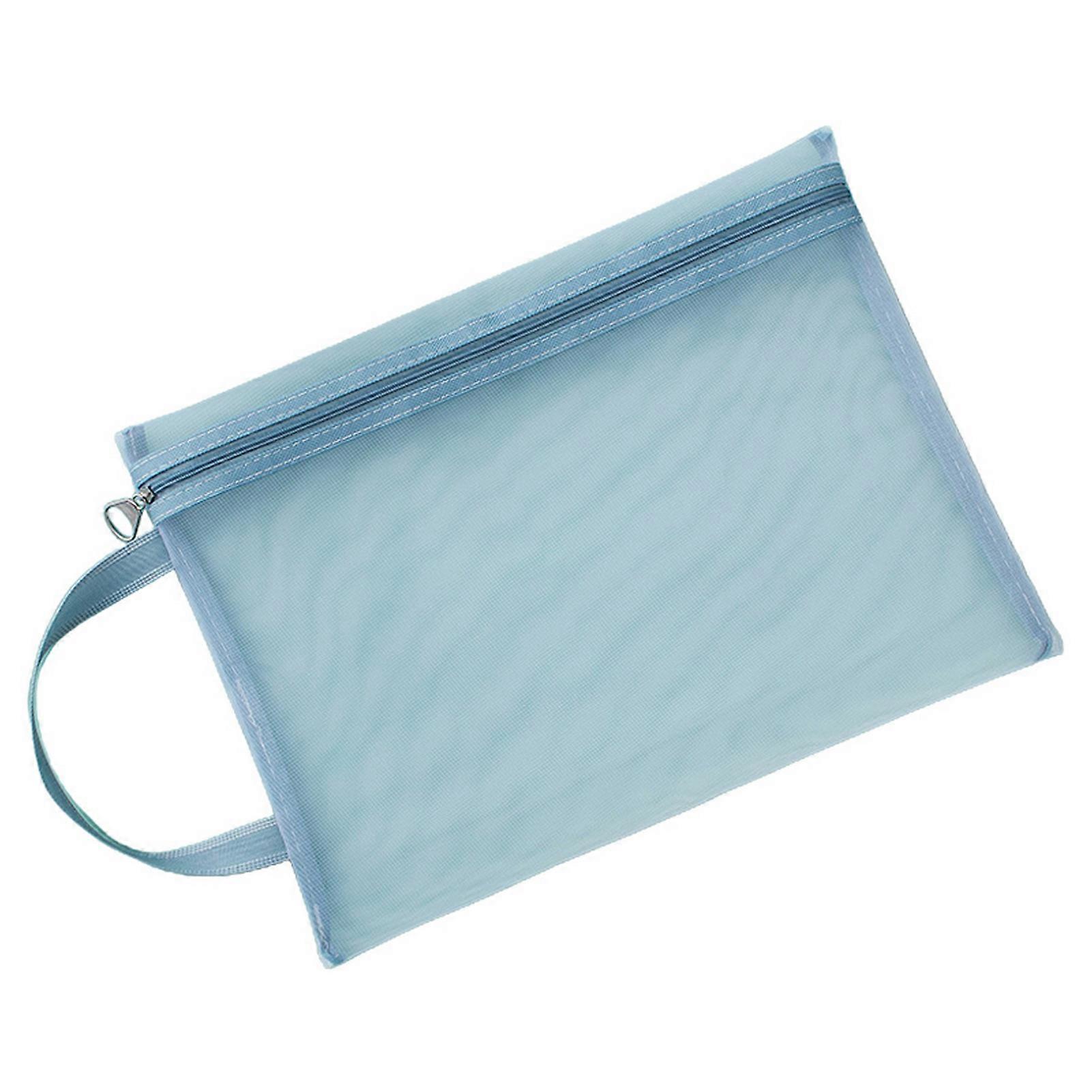 A4 File Holder Transparent Nylon Mesh Zipper Pouch Lightweight Portable Documents Organizer for School Ofiice