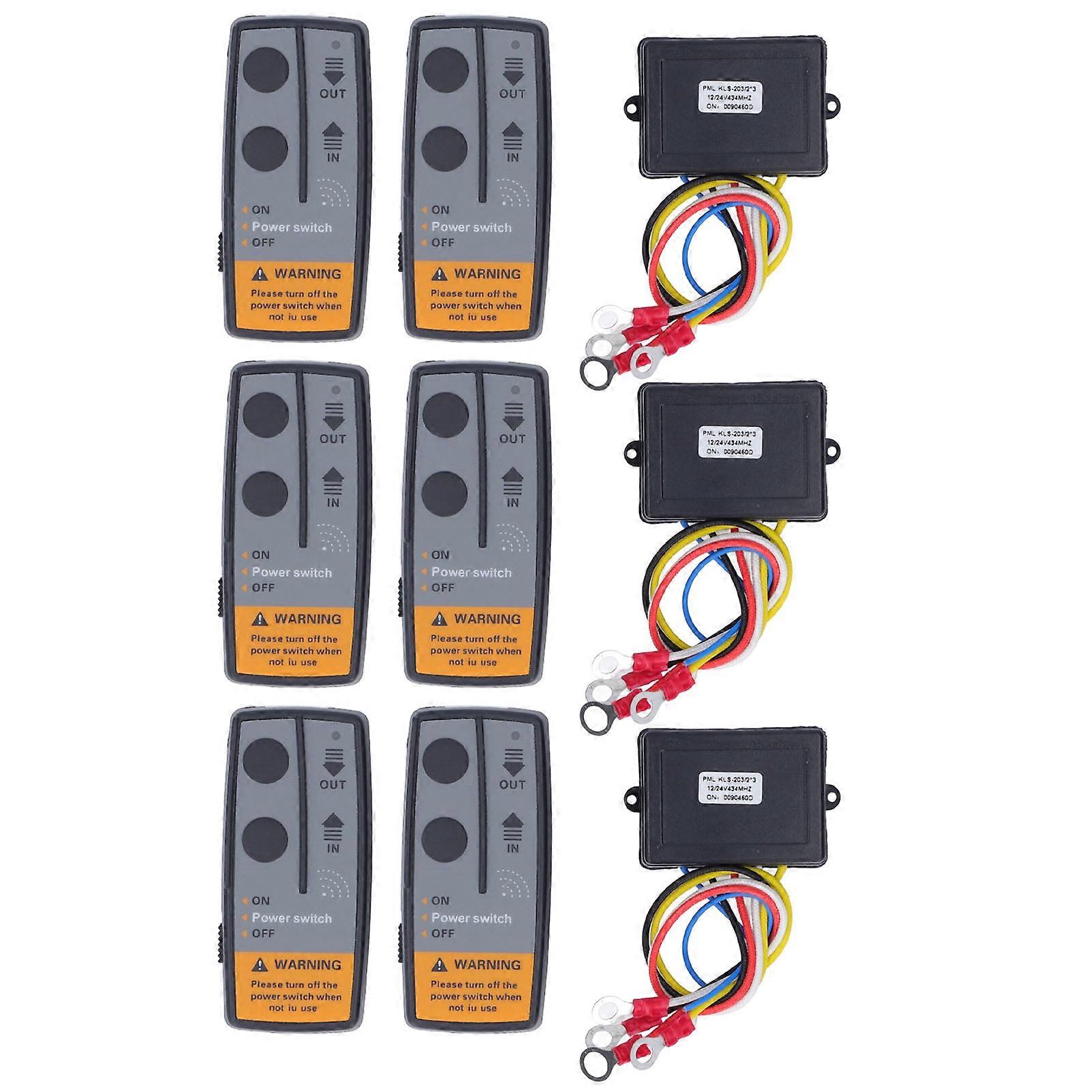 6 Pcs Universal Wireless Winch Remote Controller with 3 434MHZ Receiver For ATV Truck