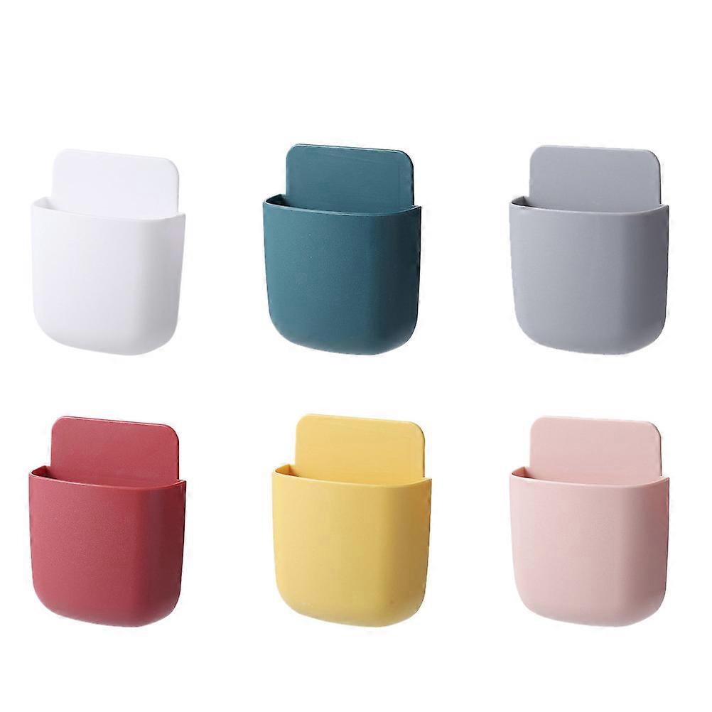 6pcs Remote Controller Storage Boxes Punch Free Storage Cases (Assorted Color)