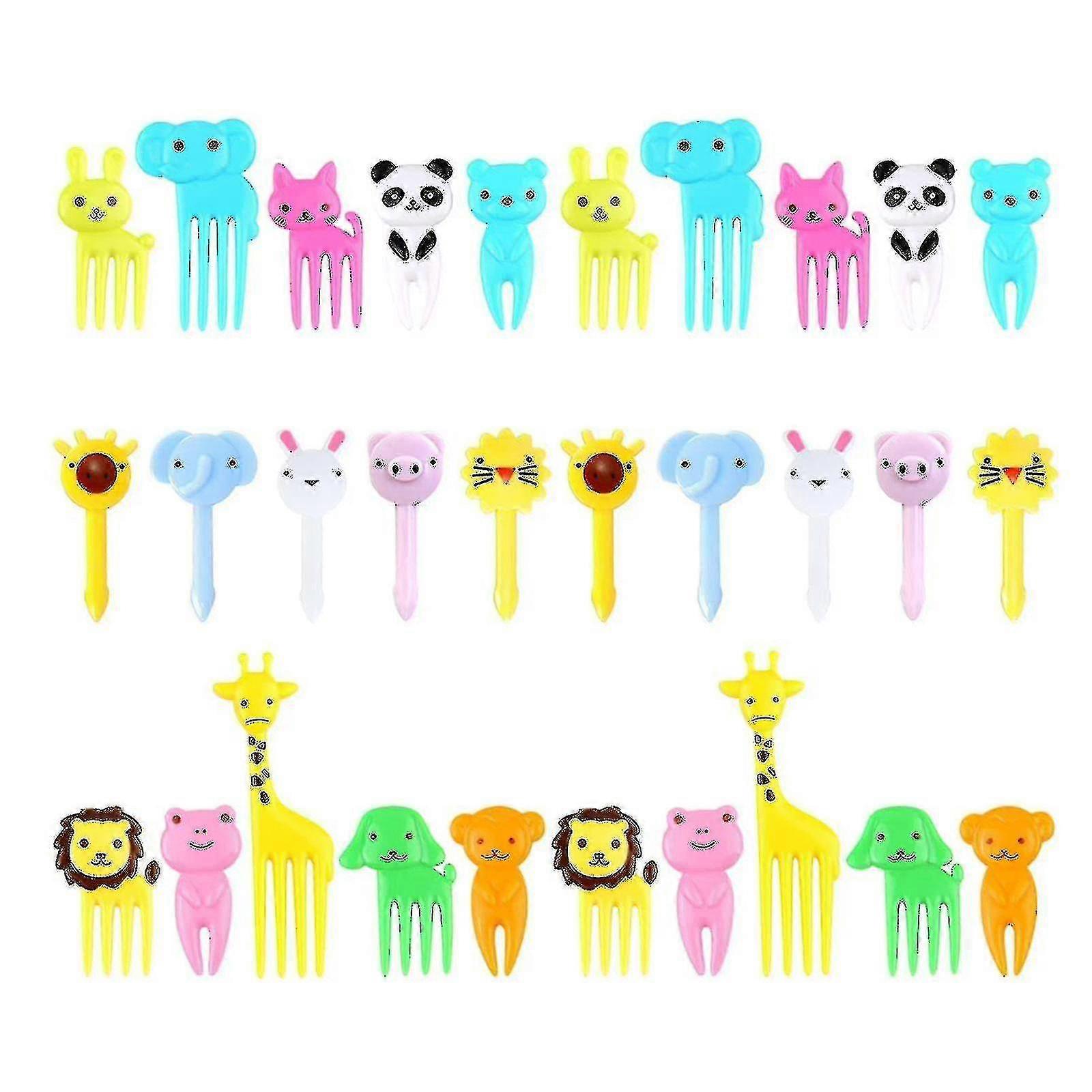 KINCJON 30x ميني للأطفال الغذاء الحيواني اختيارات الفاكهة شوك صندوق الغداء التبعي أدوات ديكورا Chumian