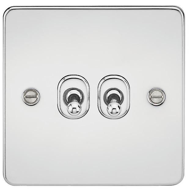 Knightsbridge Flat Plate 10AX 2G 2-way toggle switch - polished chrome - FP2TOGPC