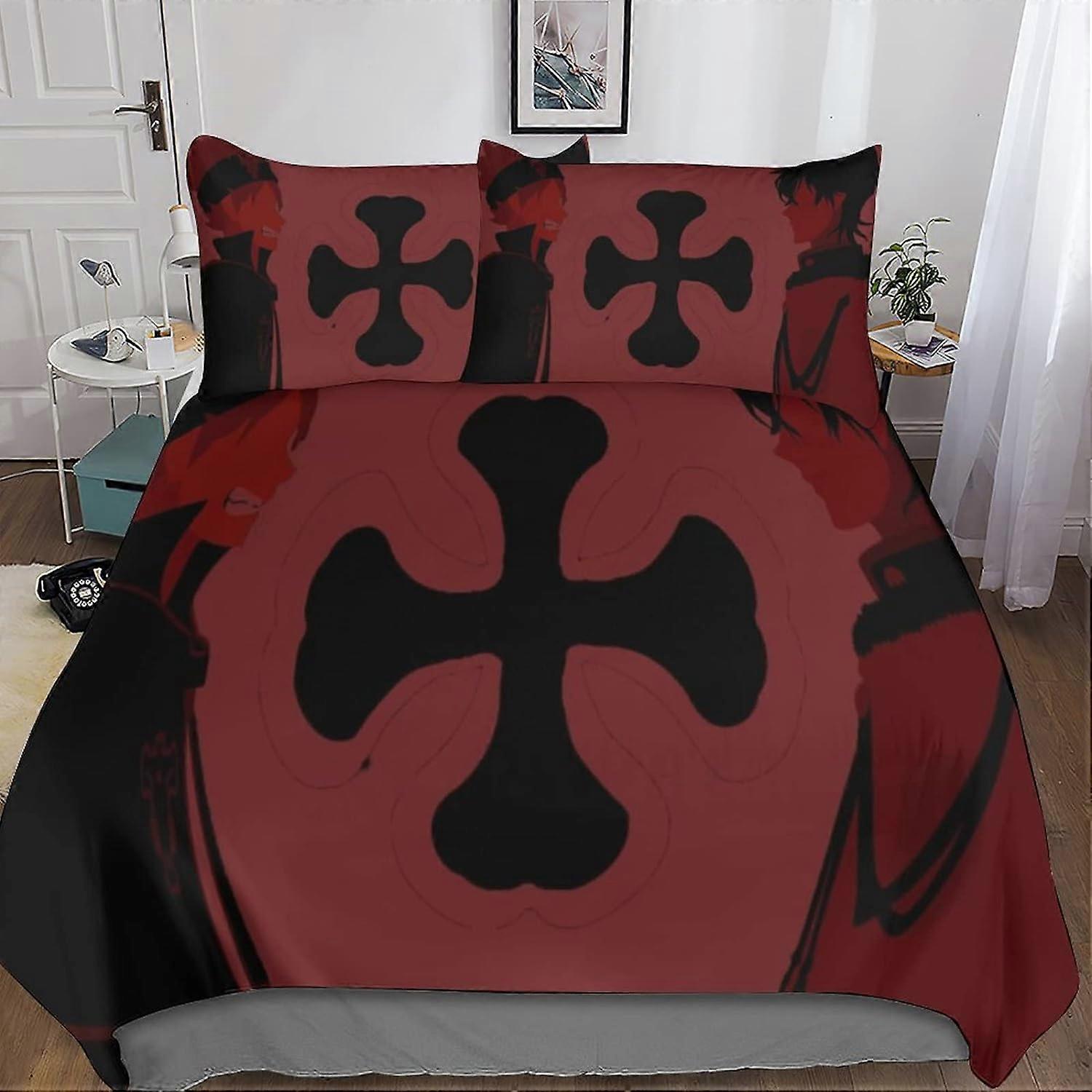 Black Clover Bedding Set Pieces Black Clovers Duvet Cover D Pattern with Zipper Closure Hypoallergenic Microfiber with Pillowcases for Adults and 135*