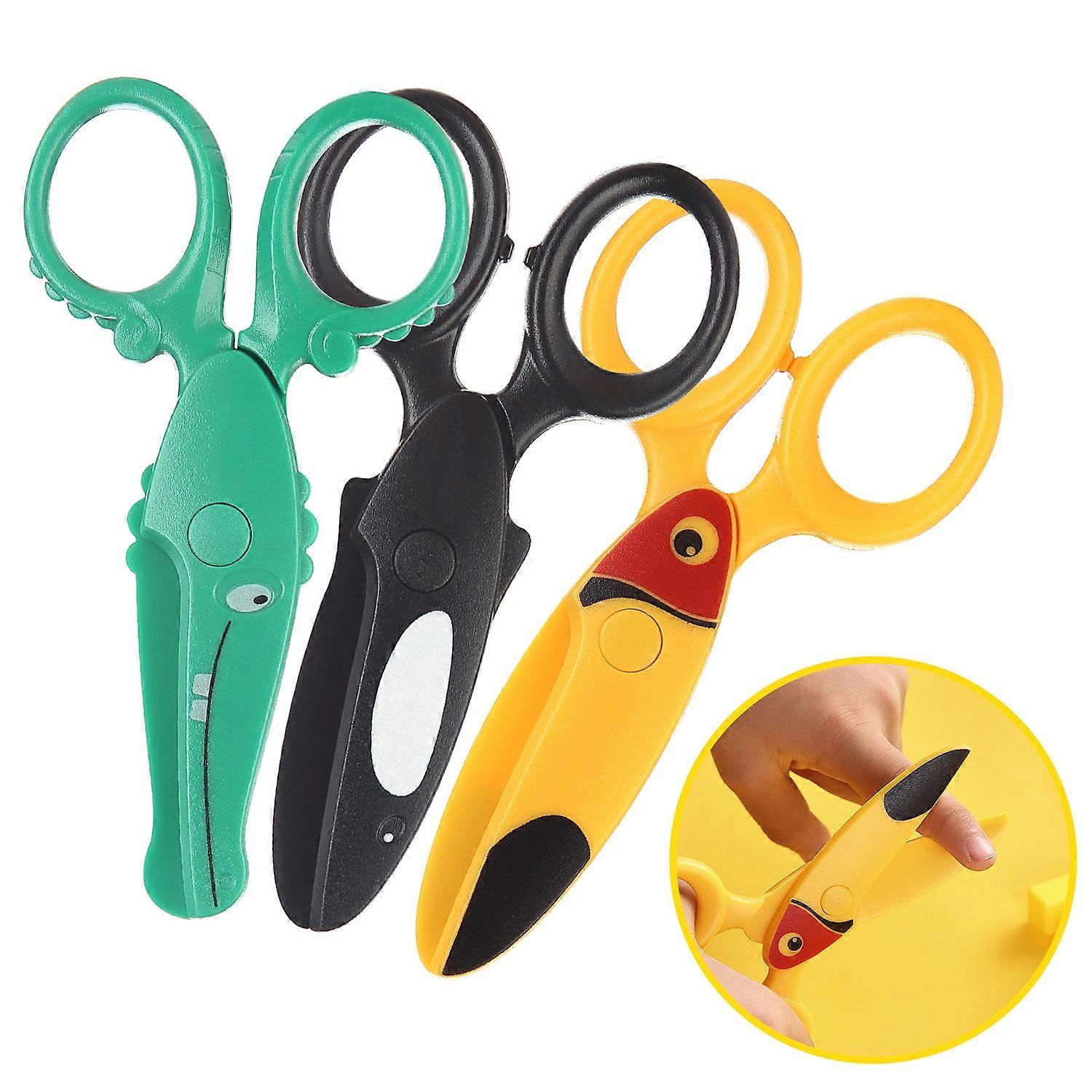 3Pcs Cartoon Scissors Kids Safety Scissors Training Scissors For Cutting Paper