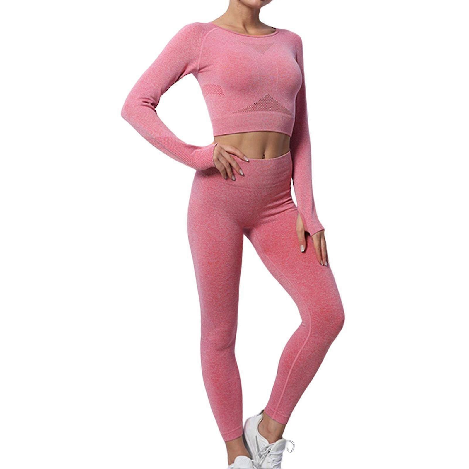 נשים ספורט כושר יוגה תלבושת 4 צבעים בד ניילון דק גזרה בגדי יוגה סט לריצה ריקוד כדורעף