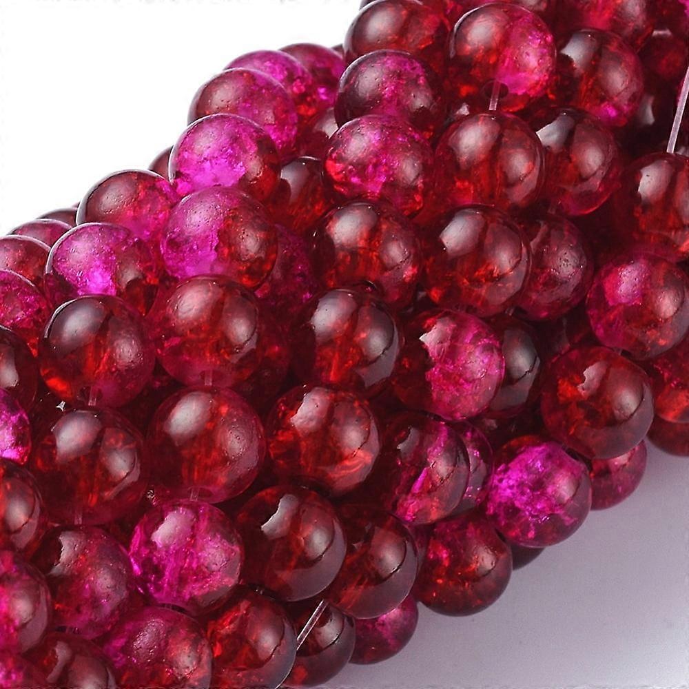 1Strand Crackle Glass Beads Strands Round FireBrick 8mm Buraco: 1.3 ~ 1.6mm 31.4 polegadas