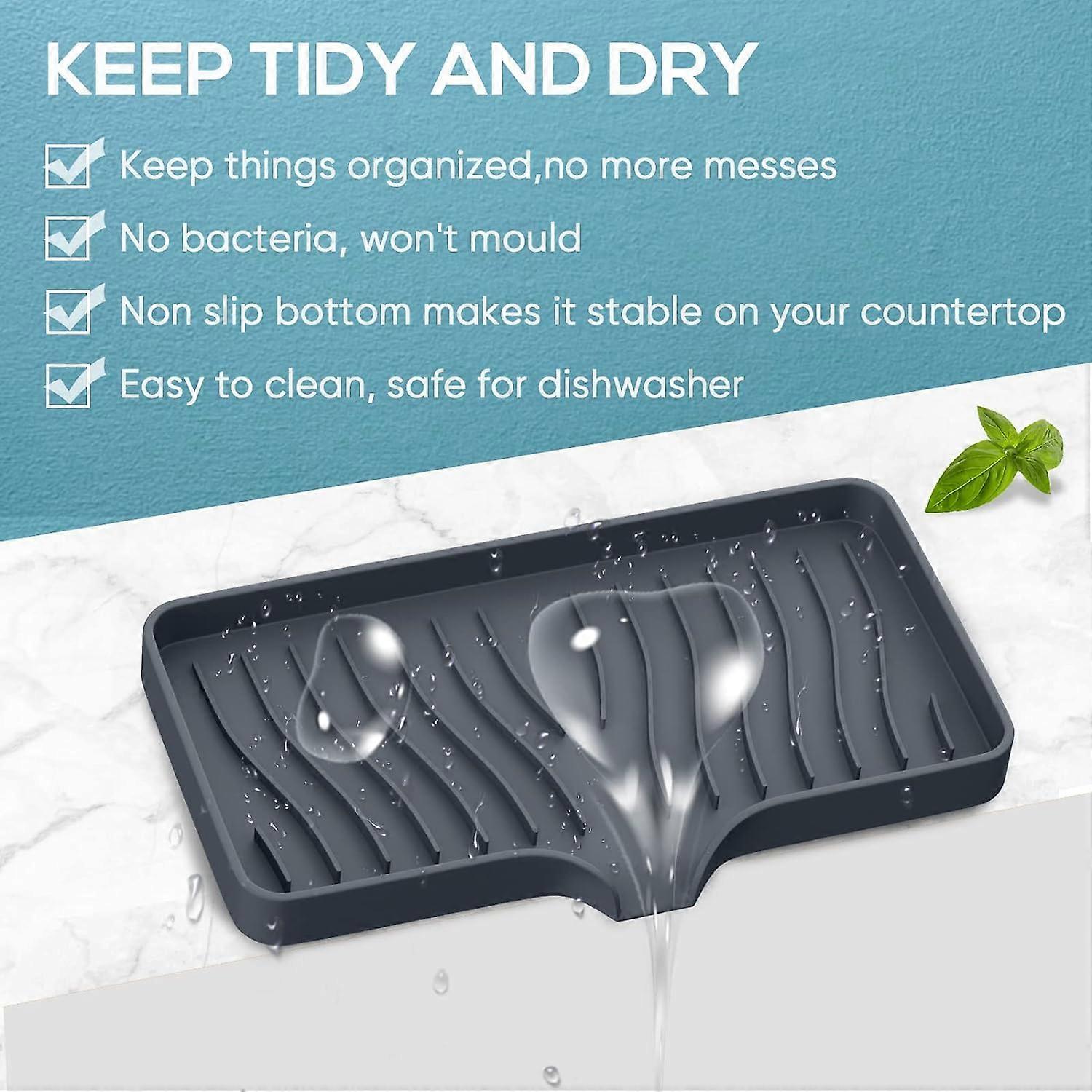Happitasa Silicone Kitchen Sink Organizer Tray, Sponge