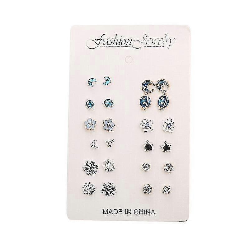 12 paires multiples Piercing Stud Boucles d’oreilles Moon Star Planet Snowflake Bijoux Cadeau