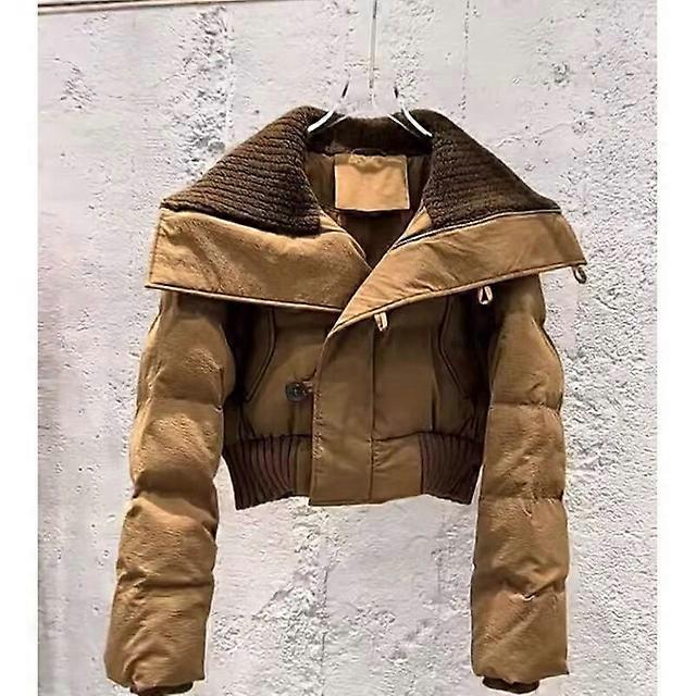 2024 סתיו חורף נשים ז'קט כותנה רטרו בסגנון בריטי דש גדול לבן רופף מזדמנים מעיל קצר חם