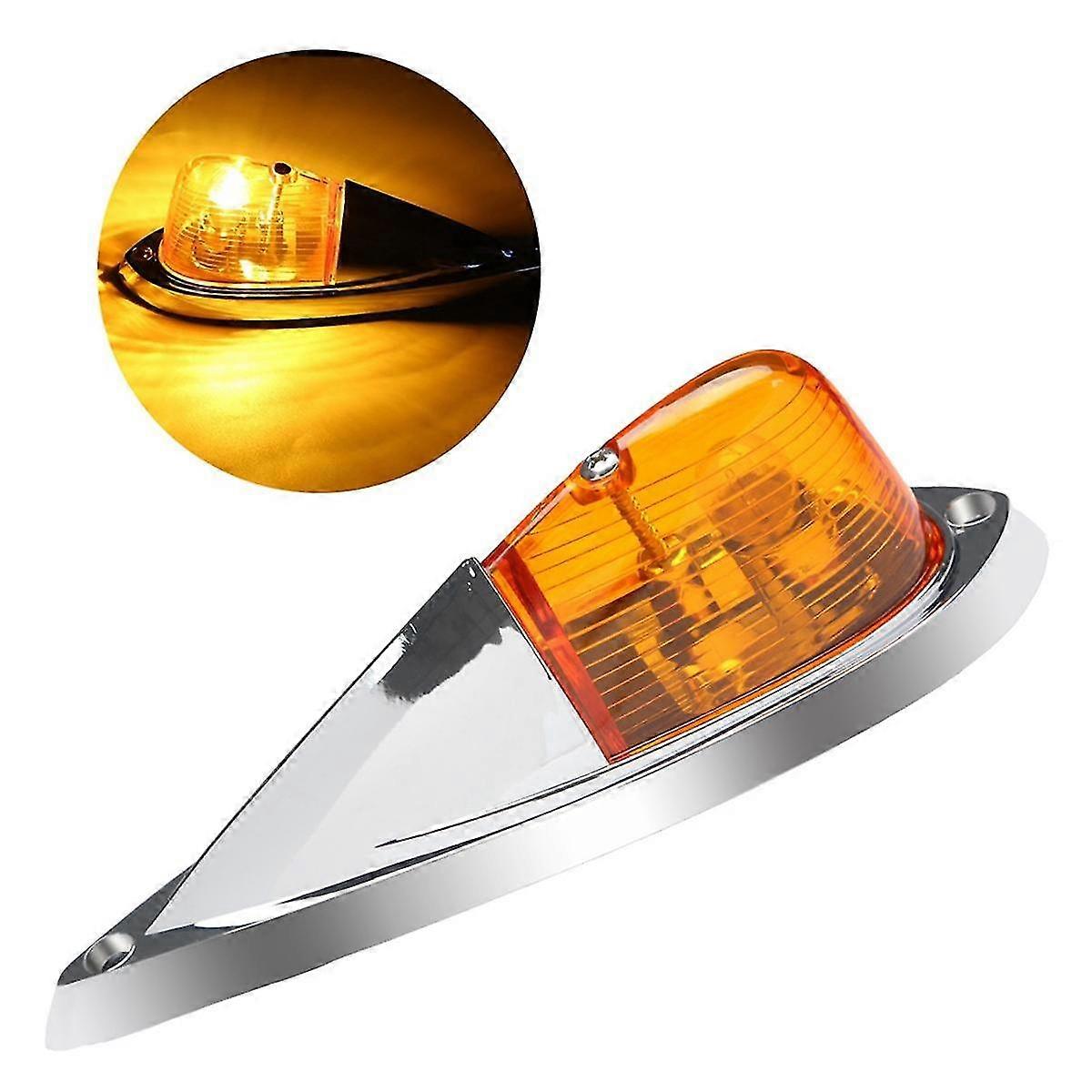 12V Amber Side Tear Drop Cab Marker Safety Lights Kit For Truck, Trailer, Boat, RV, Semi