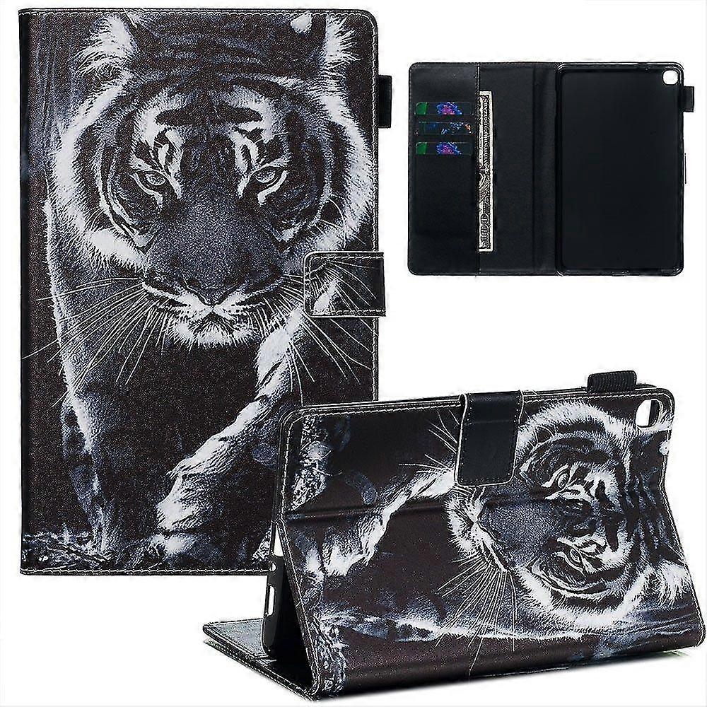 Pattern Printing Pu Case With Tiger Stand For Samsung Galaxy Tab A 8.0 (2019) With S Pen Sm-p200 / P205