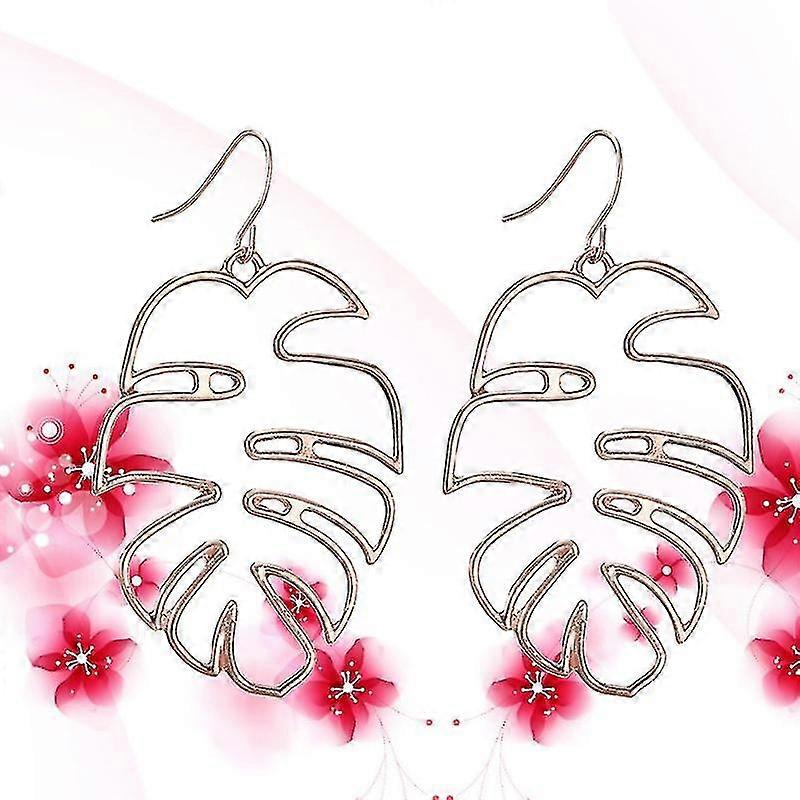 Bohemian Hollow Monstera Leaf Dangle Drop Earrings