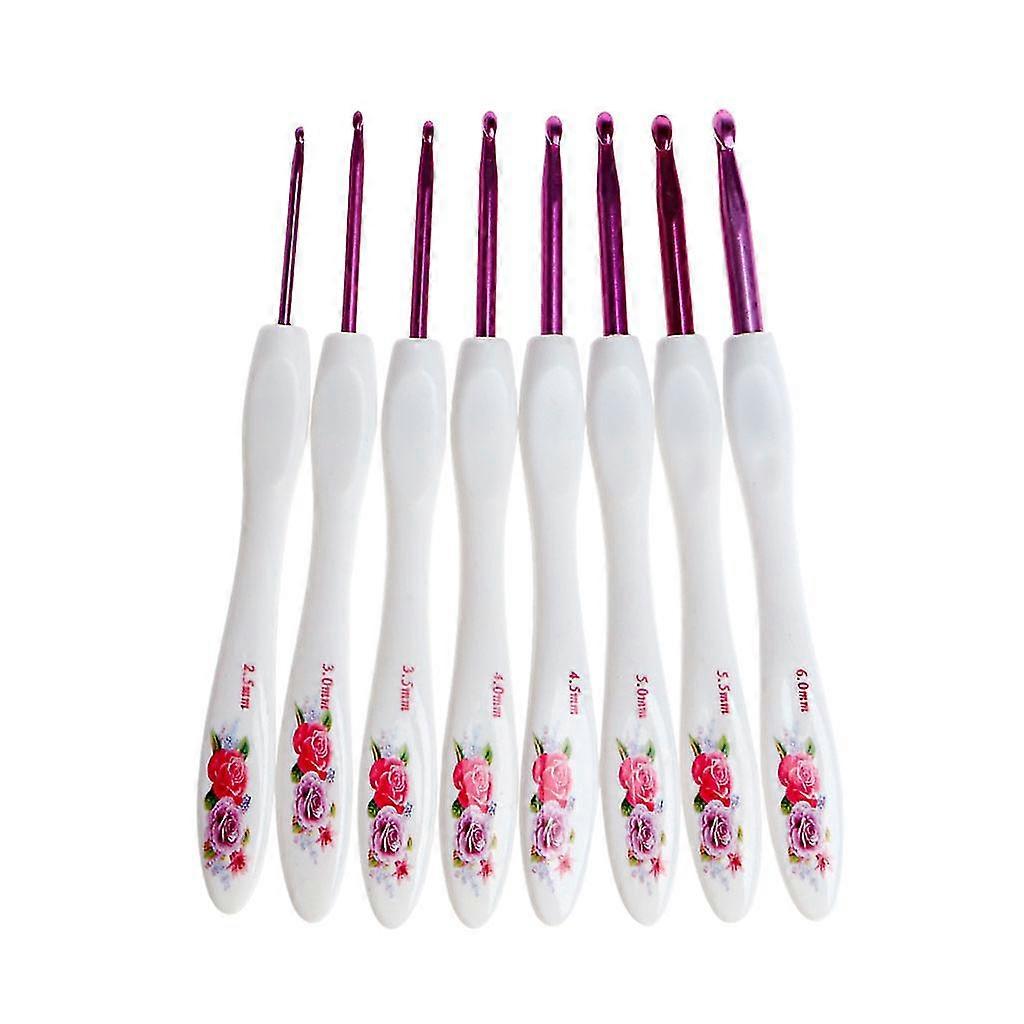 8 Size Crochet Hook Knitting Needles Set Plastic Grip Handle 2.5mm-6mm Loom Tool
