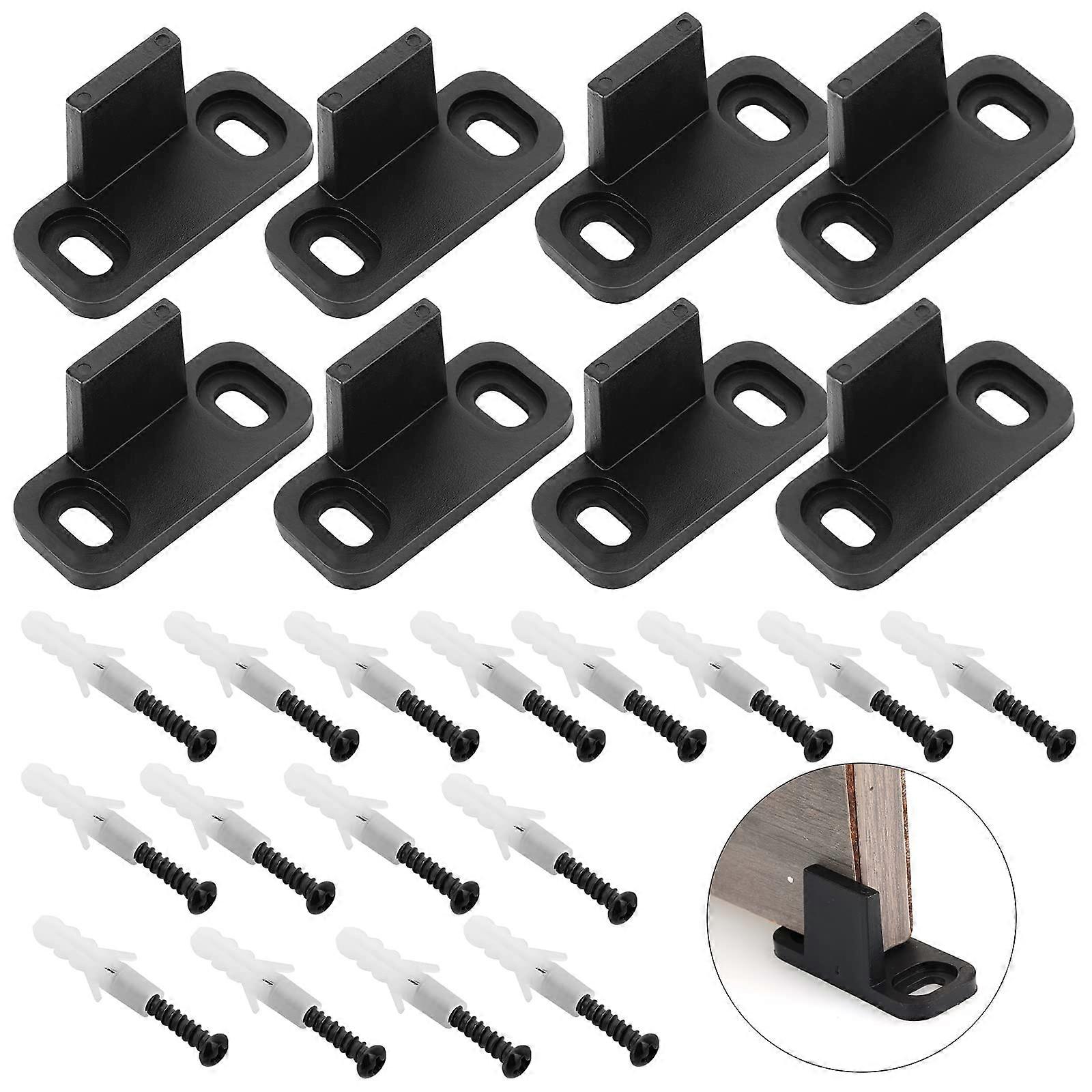 8 Pcs Barn Door Floor Guides, Black Pocket Door Guide Sliding Door Track Guide Closet Door Stops