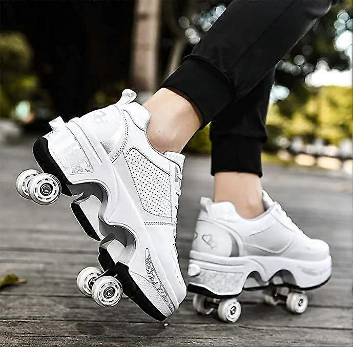 Roller Skates Shoes Deformation Automatic Walking Shoes with Double-Row  Deform Wheel Adult Children's Skating Shoes | Fruugo UK