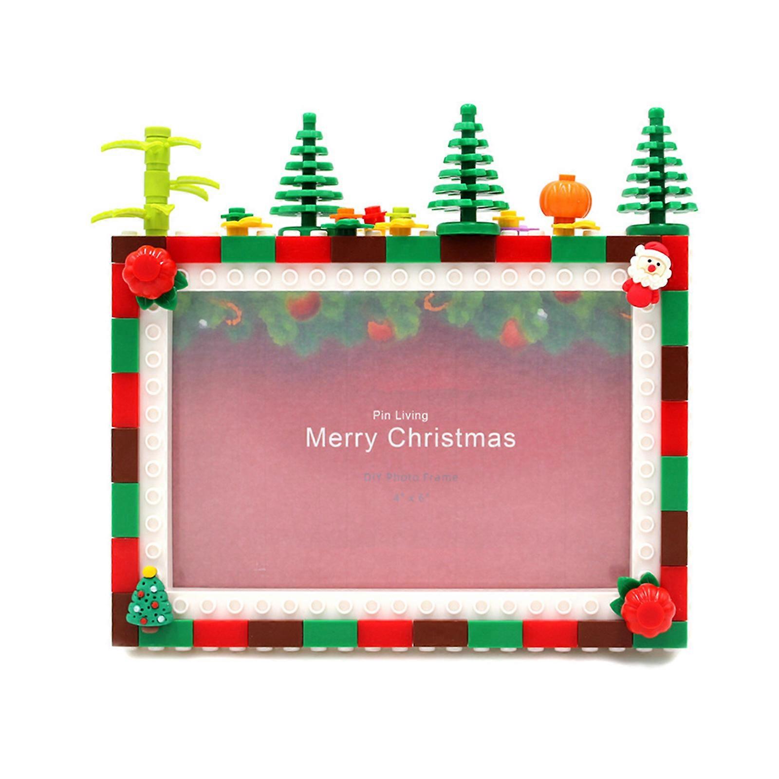 Moldura de Natal de 6 polegadas DIY blocos de construção infantis montagem artesanal moldura criativa suporte de 6 polegadas 7 polegadas presente de atividade