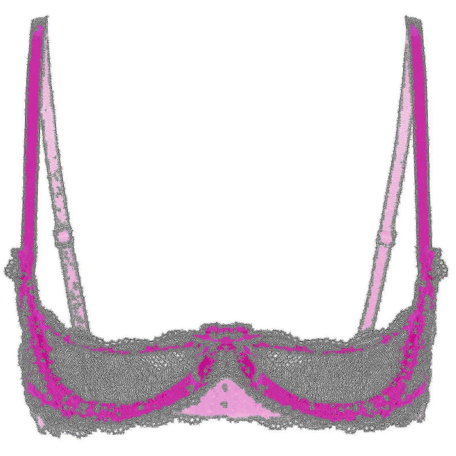 Női 1/4 csésze Underwire melltartó Halter Neck O gyűrű puszta csipke push up melltartó Fehérnemű mell nyitott melltartó Fehérnemű Fehérnemű