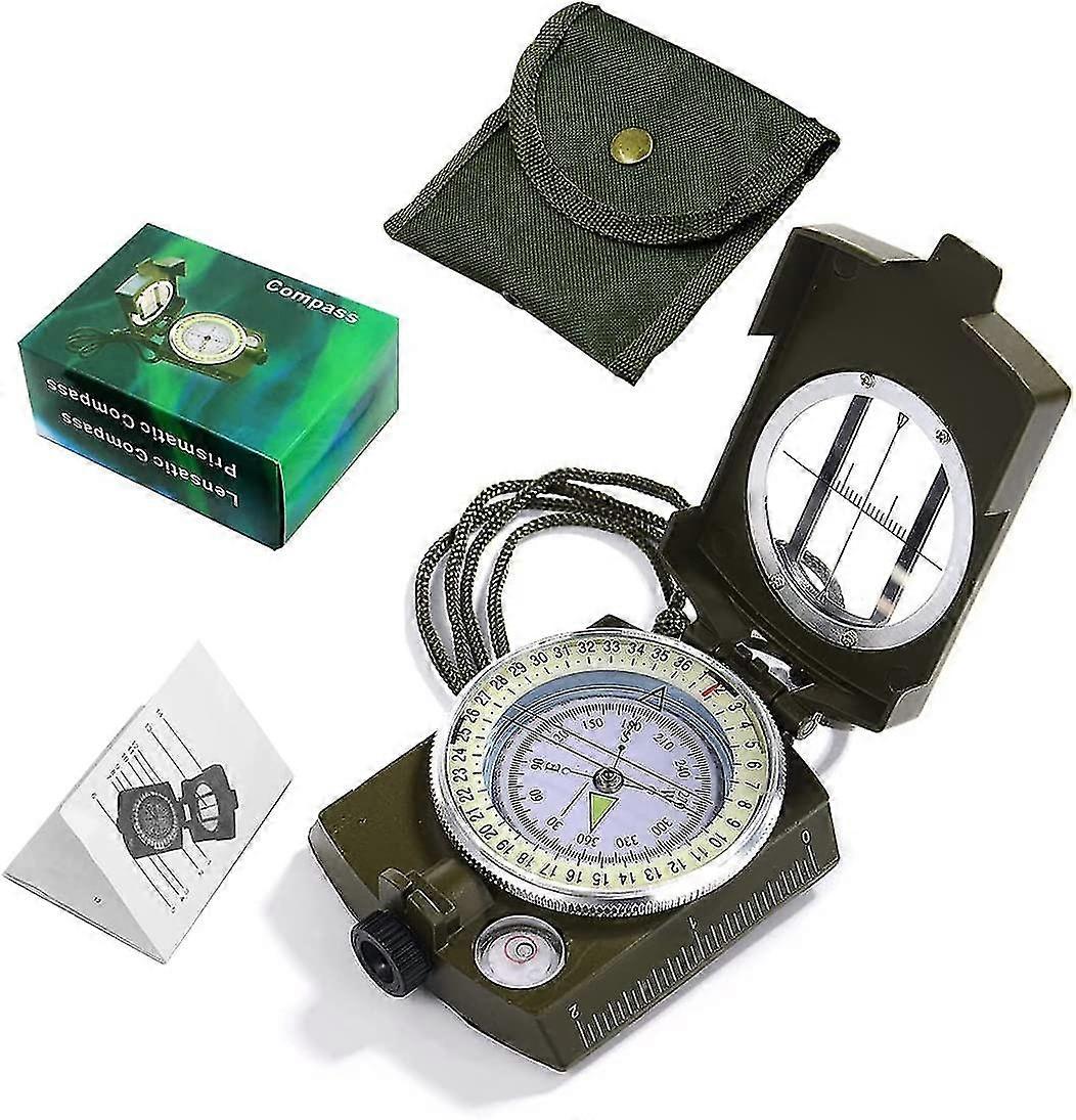 Green Compass, Sighting Compass Military Compass Geology Camping Compass, Hiking Compass Waterproof And Vibration Resistant Professional Multifunction