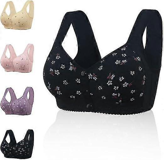 Daisy Bras For Older Women, Comfortable Convenient Front Close Button For Older Women No Wire, Front Buckle Bra