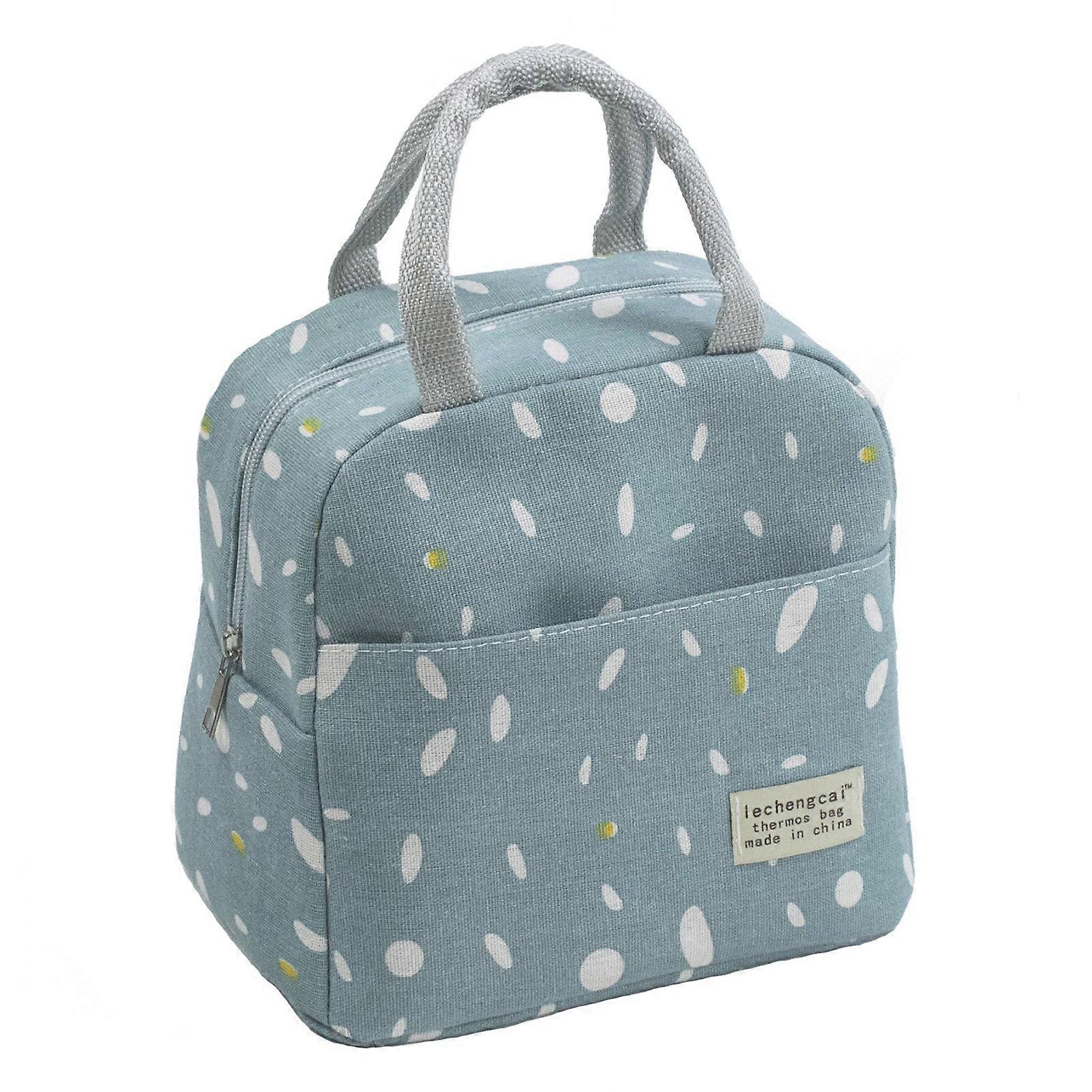 Insulated Lunch Bag Large Capacity Waterproof Foil Lining Rain Print Multi Pockets Leakproof Zipper Closure Portable Reusable Work Picnic Travel Schoo