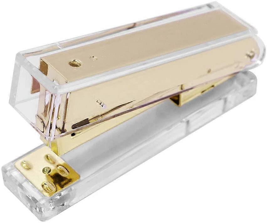 Clear Gold Acrylic Stapler Desktop Accessory for Standard Staples