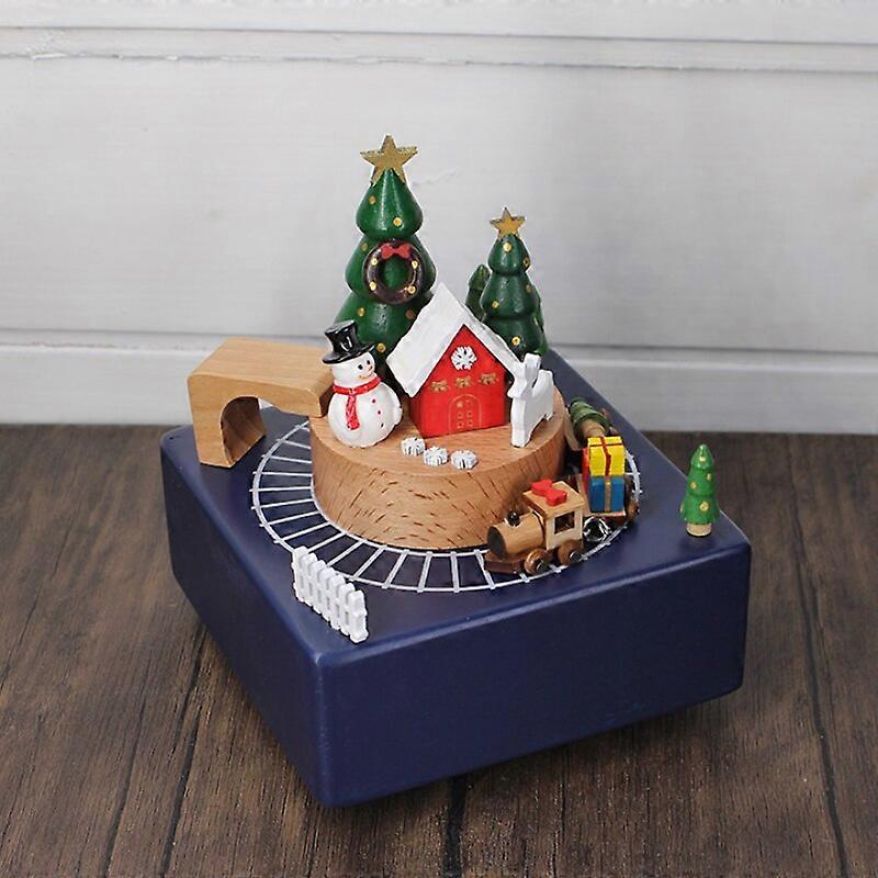 クリスマスオルゴール手作り木製オルゴールホームデコレーションホリデーギフトトレイントラック-1
