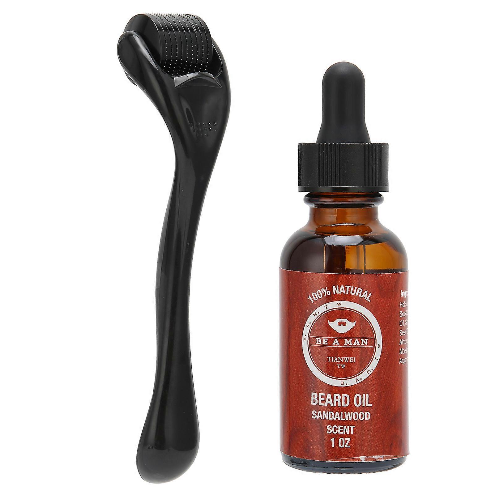 540 Micro Needle Roller Beard Oil Set Natural Beard Mustache Growth Oil Roller Kit (30ml)