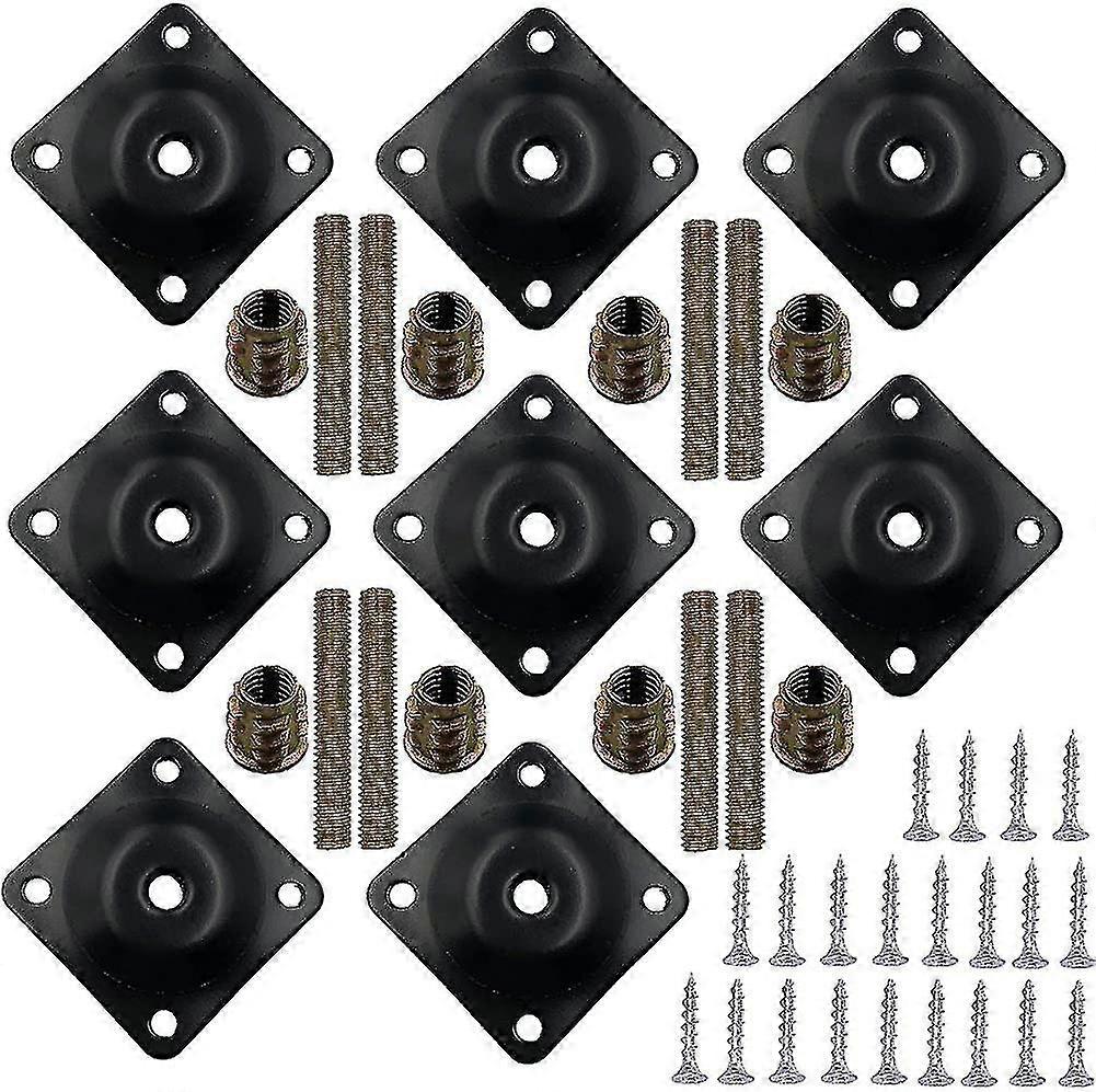 8 Sets Furniture Leg Mounting Plates With Hanger Bolts Screws Great For Furnitur