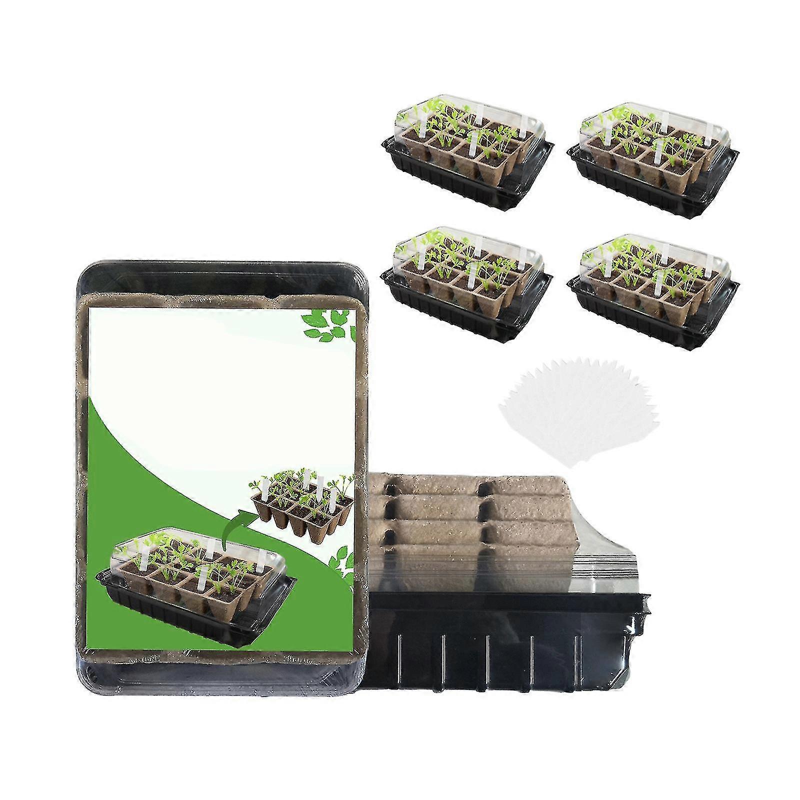 8 Pack Seed Starter Kit Seed Trays With Humidity Dome And Biodegradable Peat Pots Seedlings Tray See