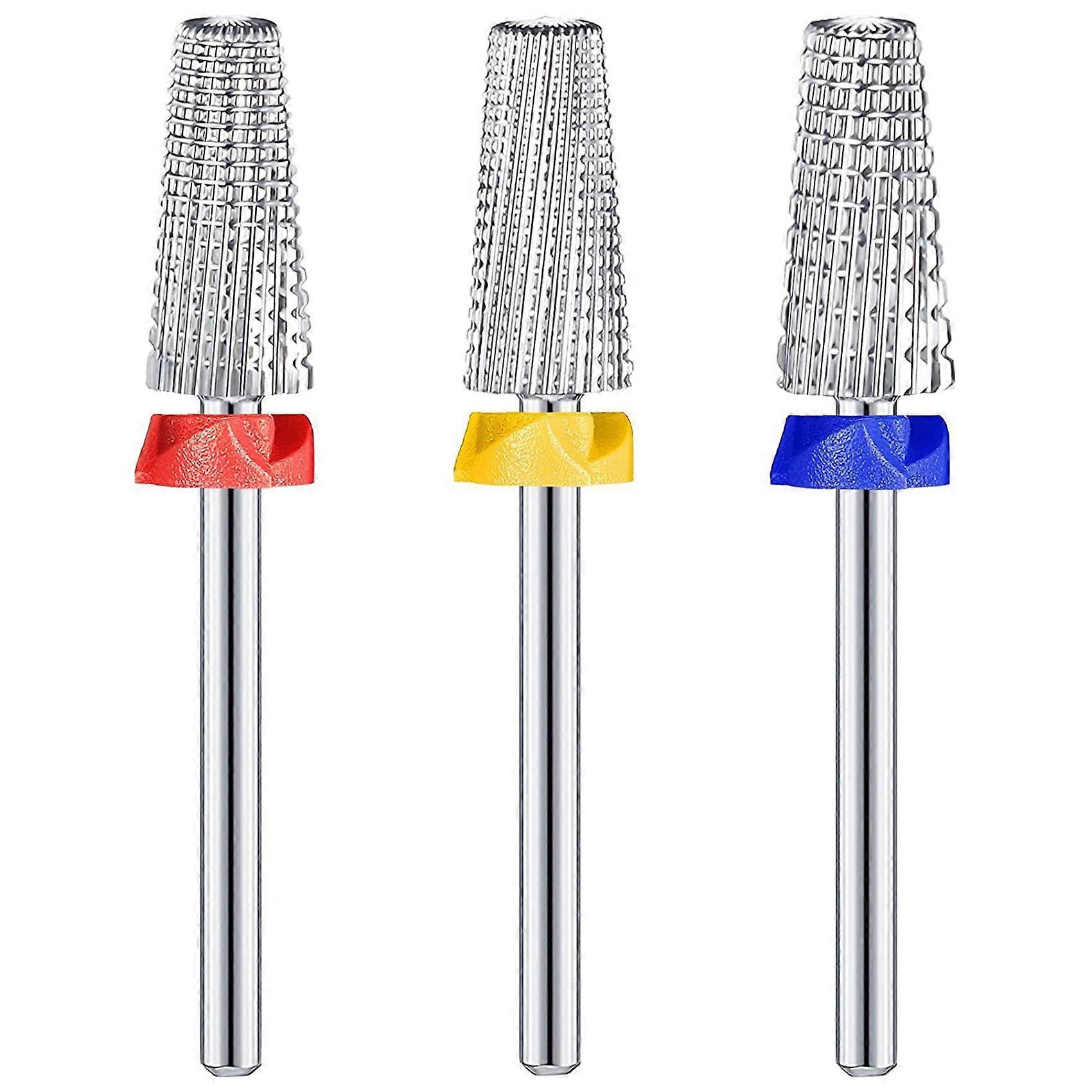 3 Pieces Nail Carbide 5 in 1 Bit Multi-Function Tapered Shaping Nail Drill Carbide Nail Drill Bit U
