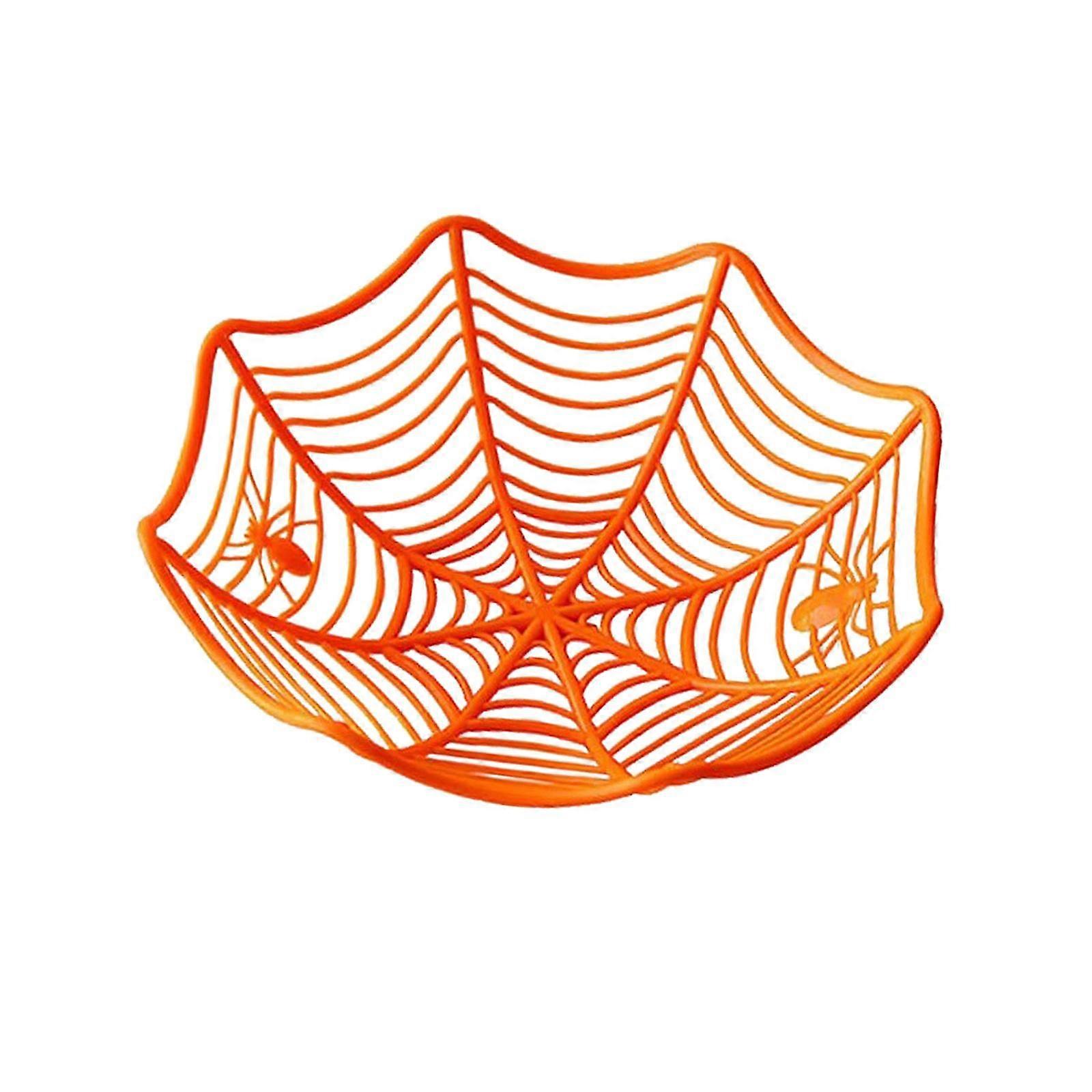 Κεράσματα Δίσκος σερβιρίσματος Home Coffee Shelf Decoration Halloween Spider Web Basket orange