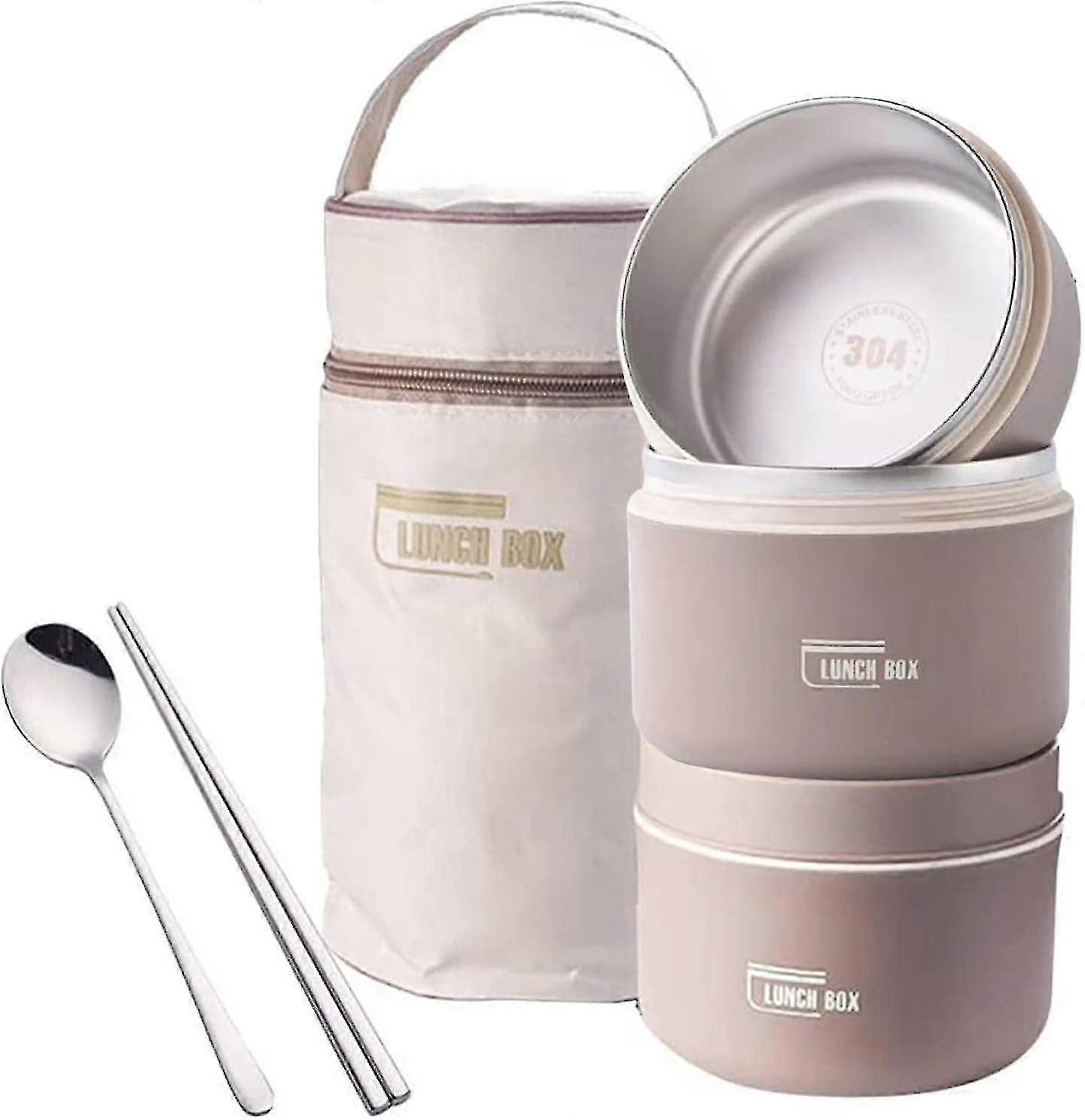 Insulated Bento Box, Stackable Insulated Lunch Box, Portable Food Container With Lunch Bag, Stackable Leakproof Stainless Steel Food Container[PB]