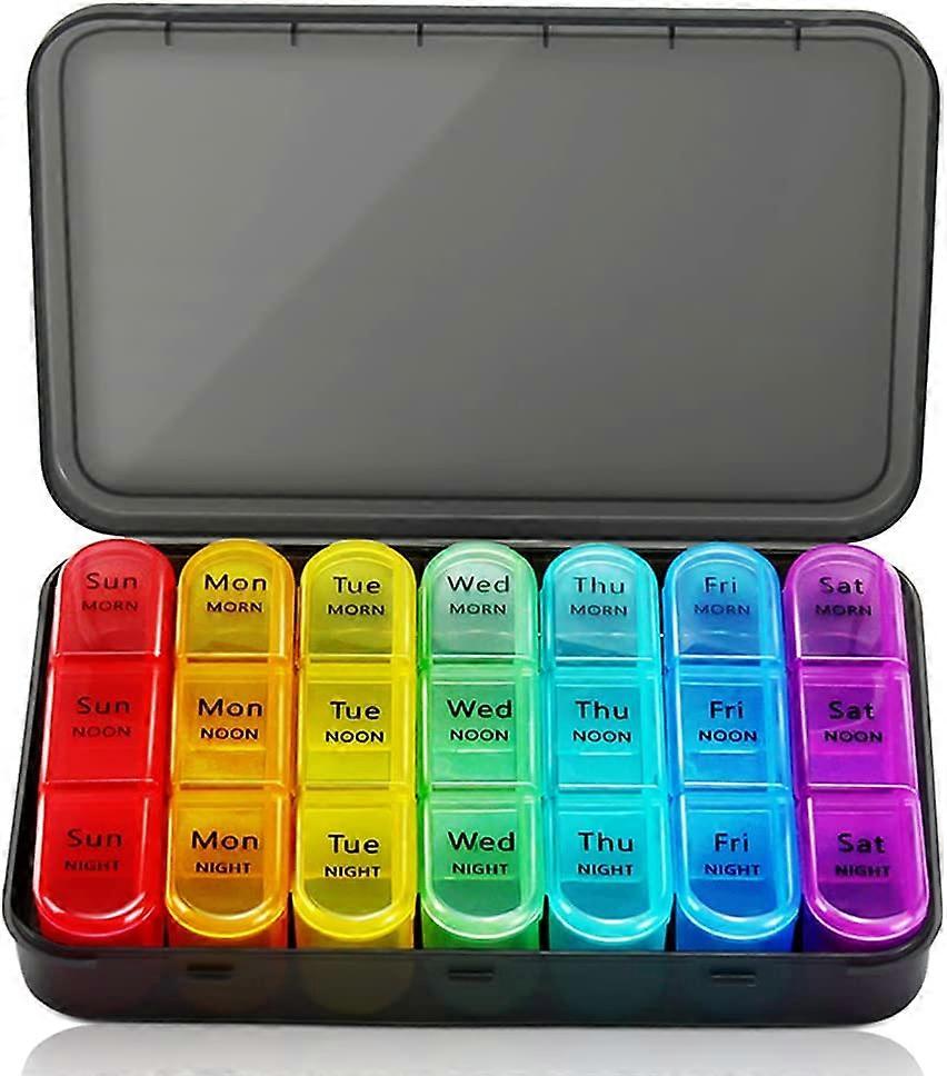 Weekly Pill Organizer 3 Times a Day, 7 Days Pill Box Large Compartment Moisture Resistant Pill Box, Daily Portable Travel Morning Lunch Evening Pill C