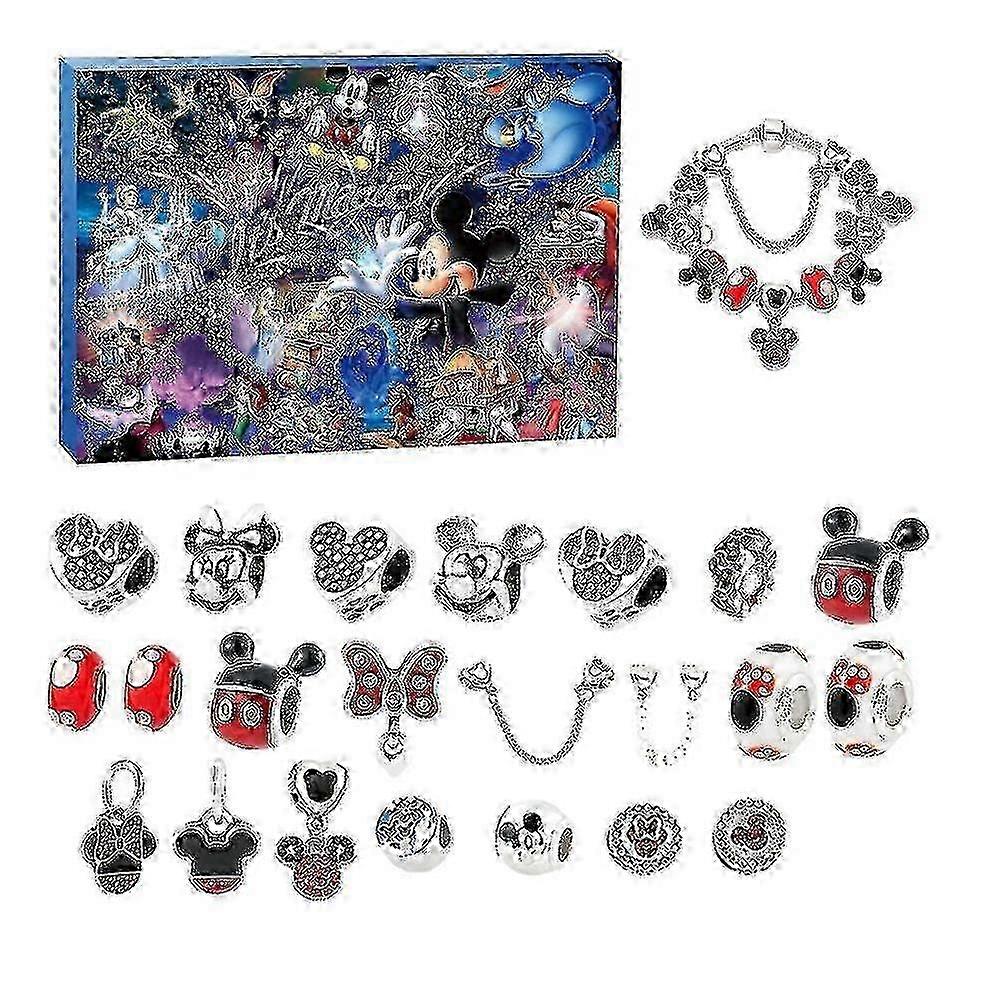 アニメディズニーリロステッチ合金チャームアクセサリークリスマスアドベントカレンダーブレスレットネックレス装身具DIYジュエリーカウントダウンカレンダー-w3