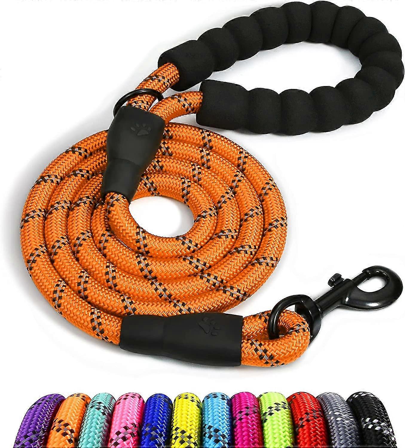 Dog Rope, Nylon Dog Leash With Soft Padded Handle And Reflective Threads, 150cm X 1.2cm, Orange