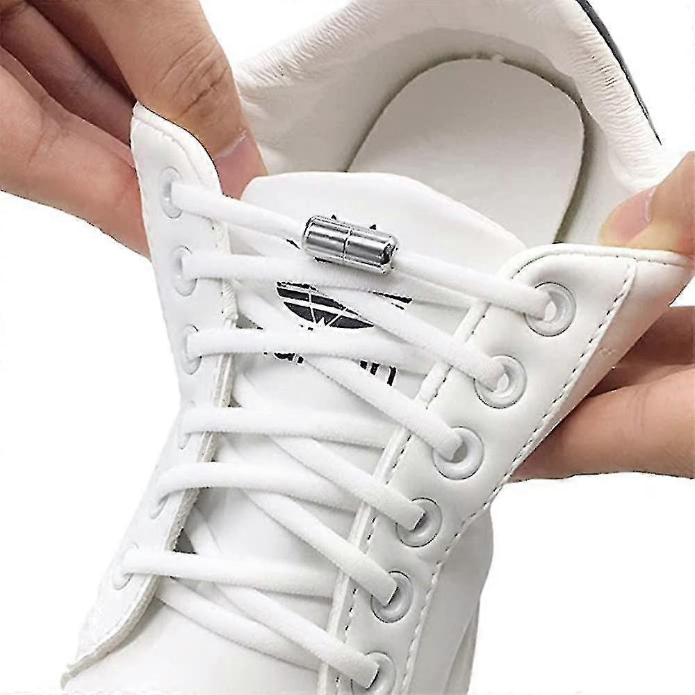2 Pairs Elastic No Tie Shoe Laces For Adults,kids,elderly,system With Elastic Shoe Laces,white