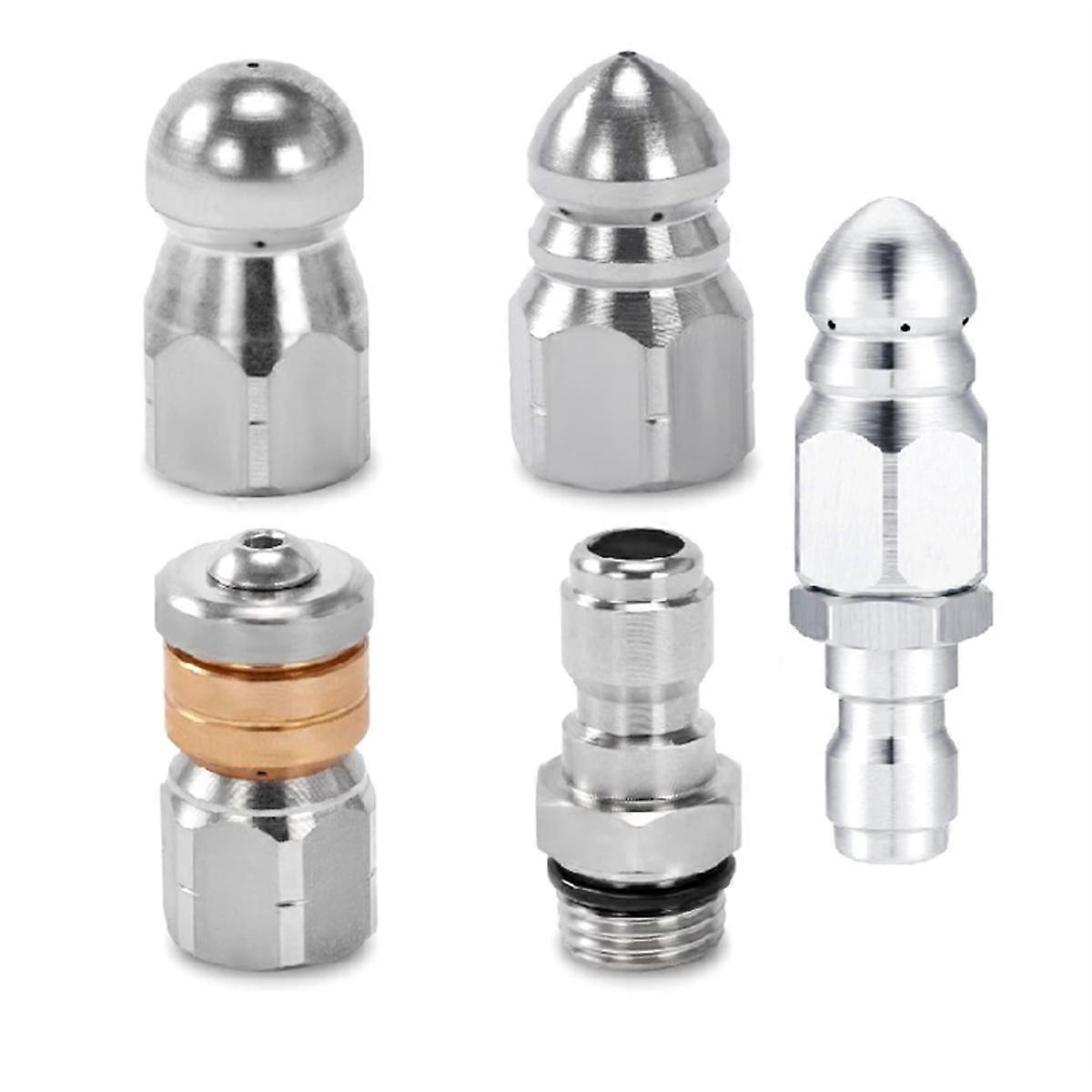 Sewer Jetter Nozzle for Pressure Washer,Drain Cleaning Nozzle Tips Kit for Drain Jetter Hose,1/4in Quick Connect,5000PSI