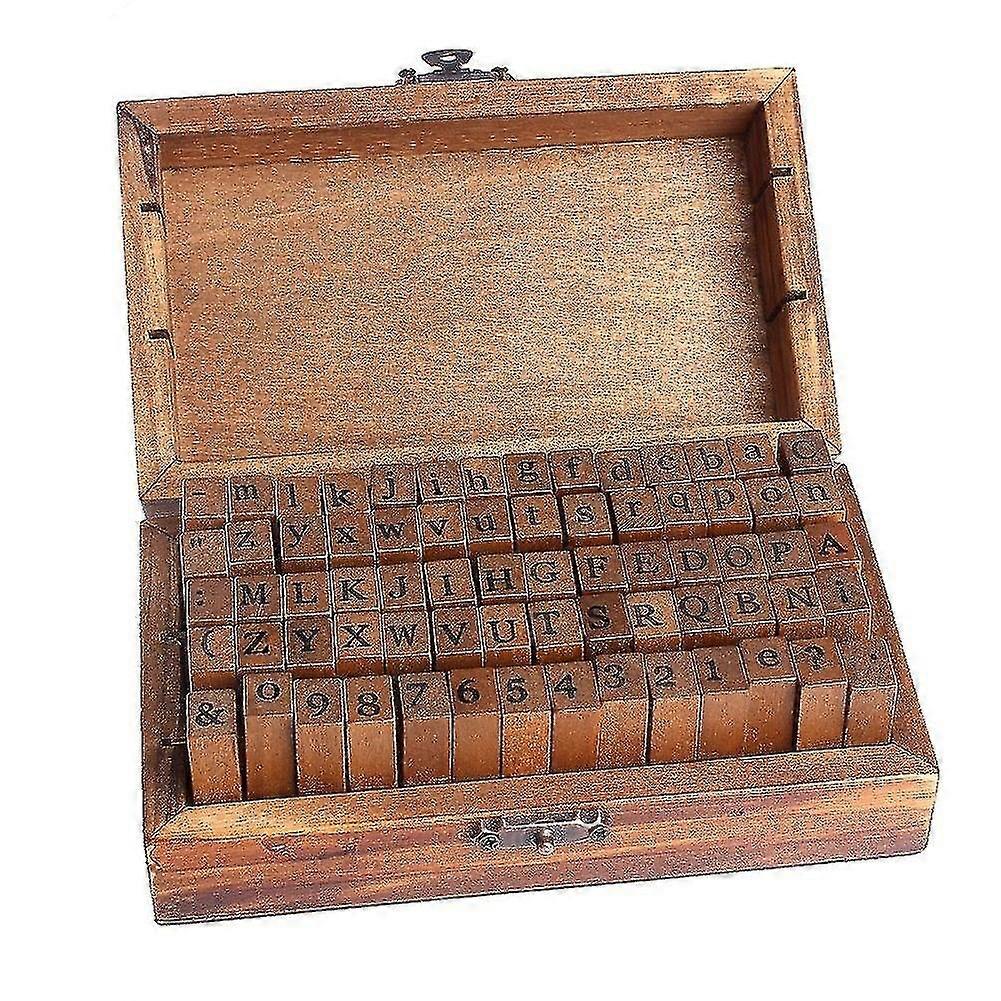 70pcs multi-purpose alfabet bokstav nummer tre stempler sett treboks