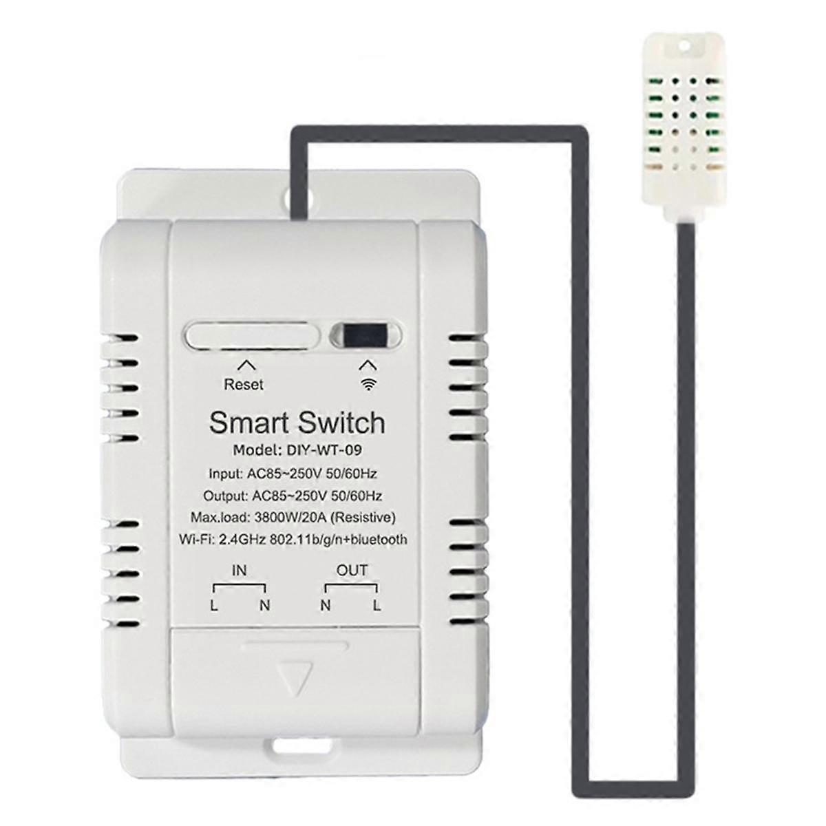 WIFI Temperature Humidity Switch 20A Temperature Humidity Monitor with Sensor Probe for Greenhouse