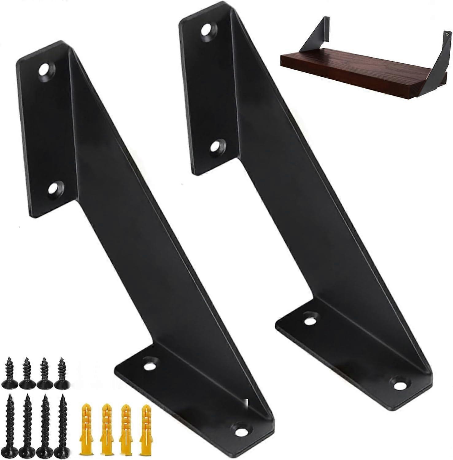 2-Piece 6 in. (15.2 cm) Heavy Duty Corner Shelf Bracket for Floating Shelf | Stylish and Decorative Wall Mount - Screws and Wall Plug Included