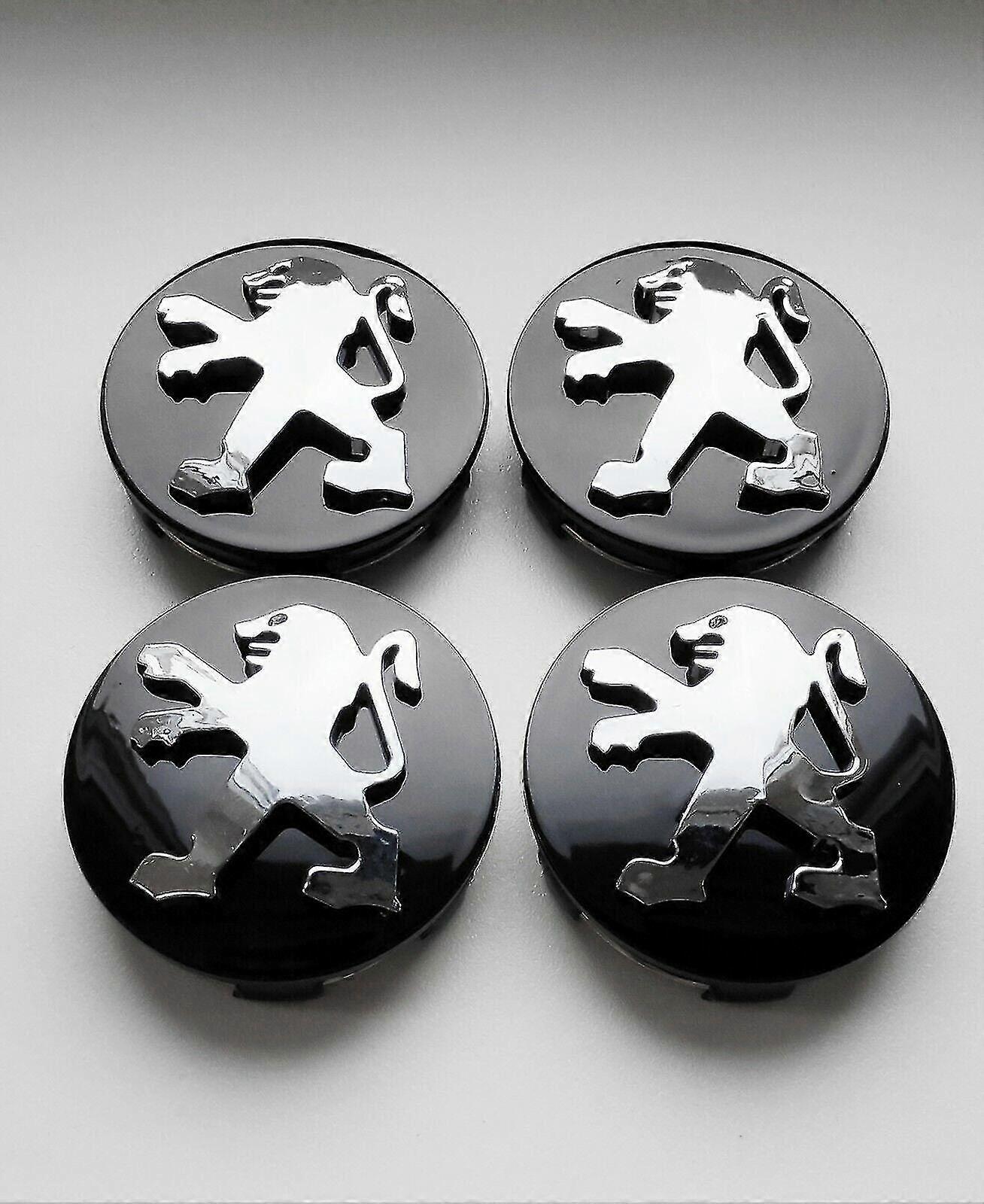Peugeot Black Wheel Alloy Centre Caps Set Of 4 60mm 106 107 206 207 306 307 Hub