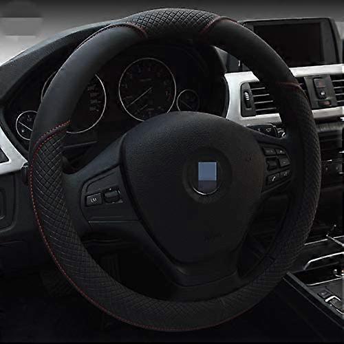Mikrofaser-Fahrzeug-Lenkradabdeckung Qualität Bequemer Auto-Lenkradschutz Universaldurchmesser 38cm (15") Leder Schwarz