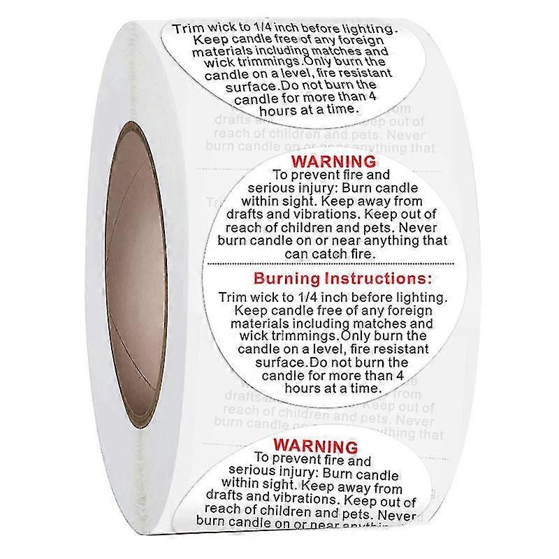 Warning Label Candle Jar Container Sticker Waterproof(2pcs, White)