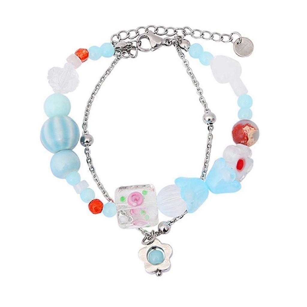 2023 Mode Double Couche Bracelets Fleur Coréenne Perlée Tempérament