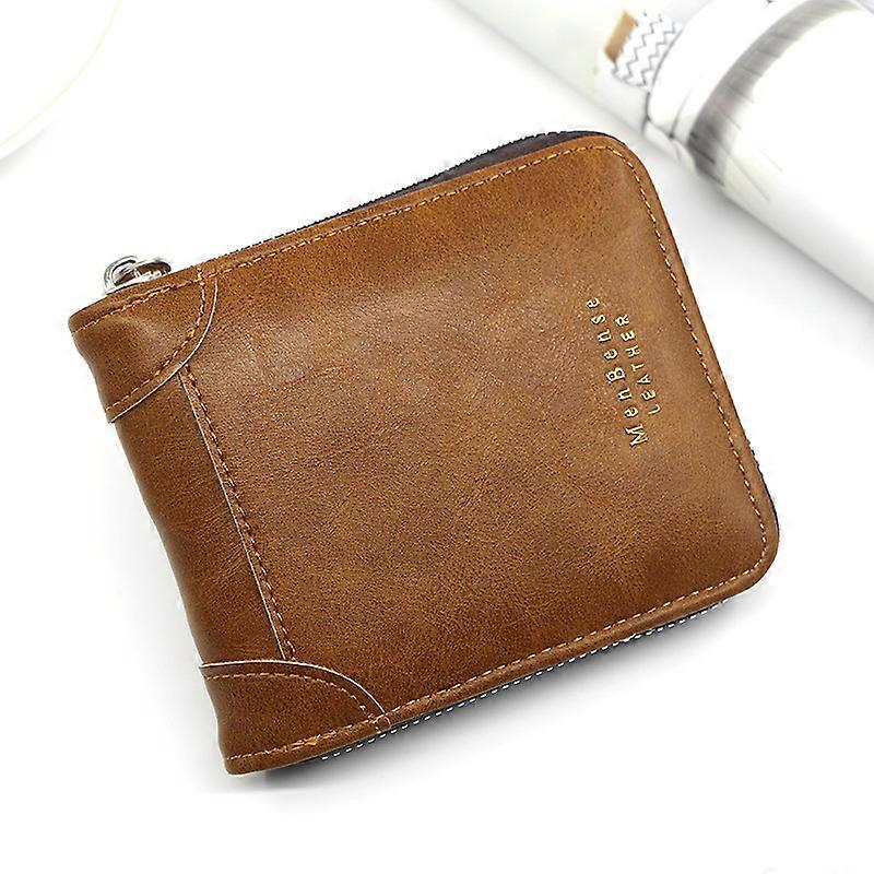 New Men's Short Wallet Fashion Casual Large Capacity Multiple Card Slots Retro Men's Zipper Wallet for Men with Coin Pocket