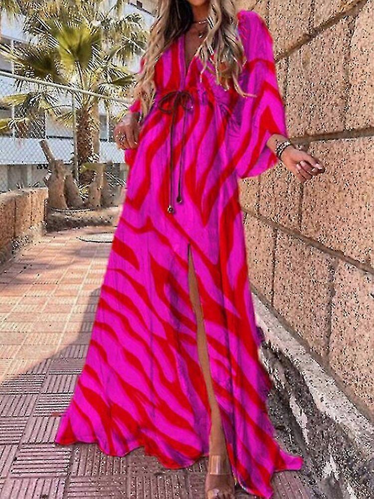 Καλοκαιρινό Μάξι Φόρεμα Για Γυναίκες Boho Print Μπικίνι Καλύψεις Παραλία Sundress Σέξι Φλοράλ Χιτώνας Μακρύ Φόρεμα Μαγιό Vestido Feminino