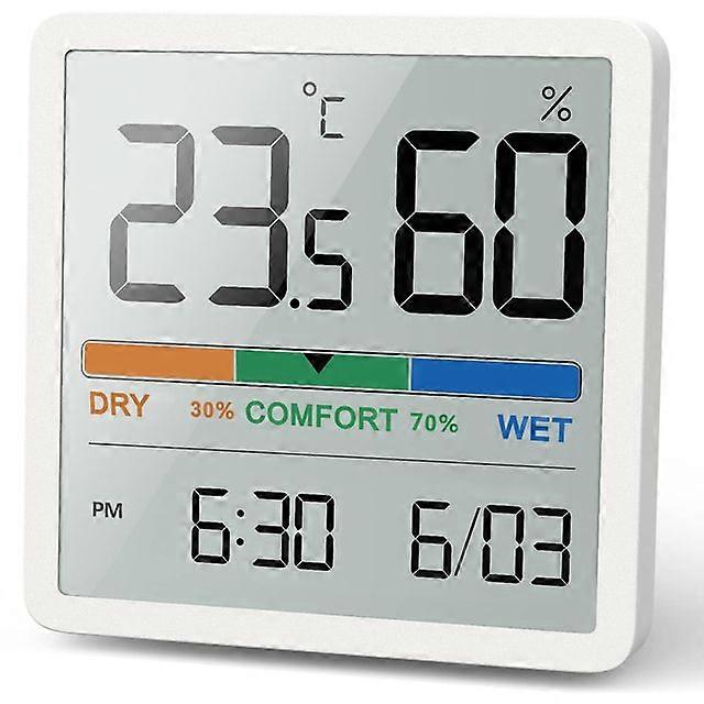 LCD Digital Clock Hygrothermograph Indoor Thermometer Hygrometer Home Office Desktop Table Monitor Temperature Humidity Meter